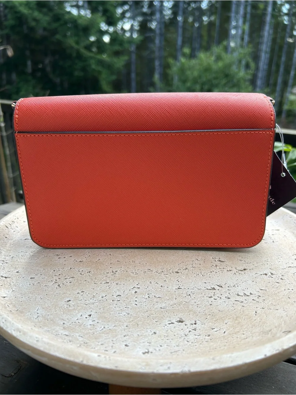 Kate Spade Mini Flip Chain Crossbody NWT Fiery Orange Saffiano PVC Gold Chain